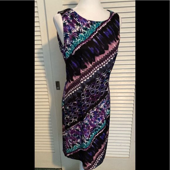 Connected Apparel Purple and Teal Midi Dress - Picture 4 of 9